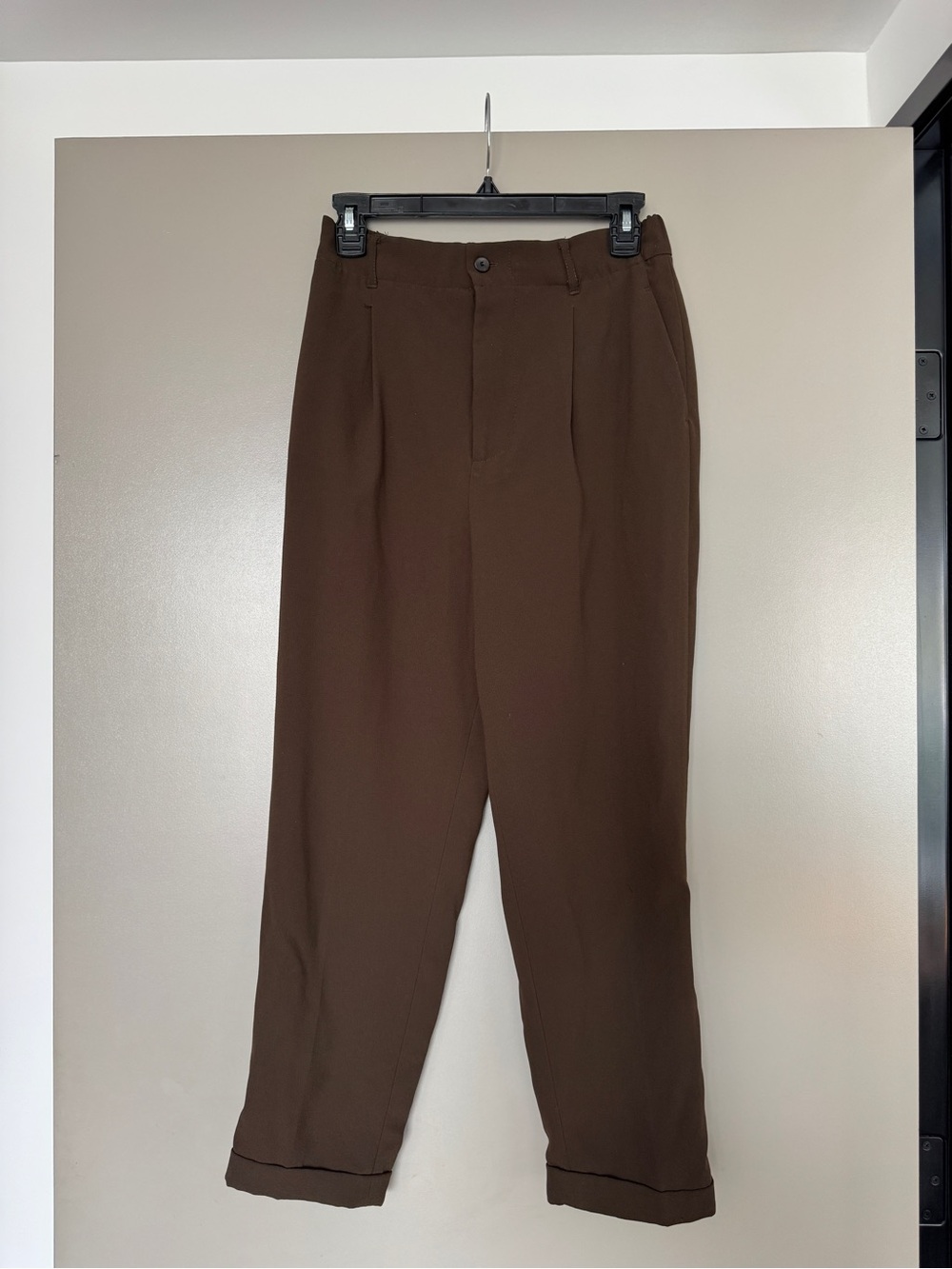 Zara Brown Elastic Waist Skirt Lining Detail work pants church pants SZ M